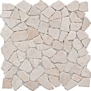 Bruchmosaikmatte Cream, 30,5x30,5 cm, Naturstein auf Trägernetz für Innenräume.