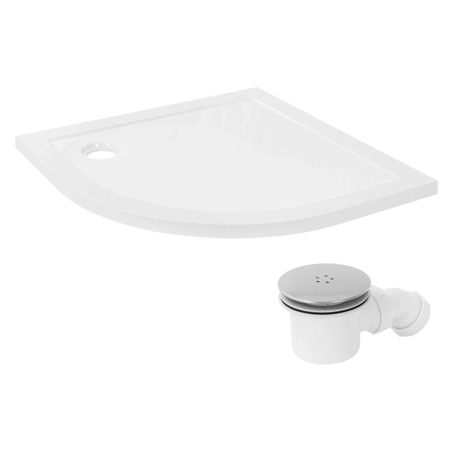 LuxeBath Duschwanne 90x90 cm mit Ablaufgarnitur Rund Weiß Duschtasse Komplett Set mit Siphon