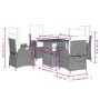 Graue 5-tlg. vidaXL Garten-Essgruppe aus Polyrattan mit Tisch und Stühlen mit Kissen.