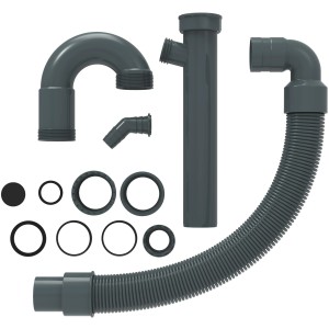 Flexibler Siphon für Küchenspüle Eco Save von Kirchhoff aus recyceltem Kunststoff, mit Geräteanschluss.