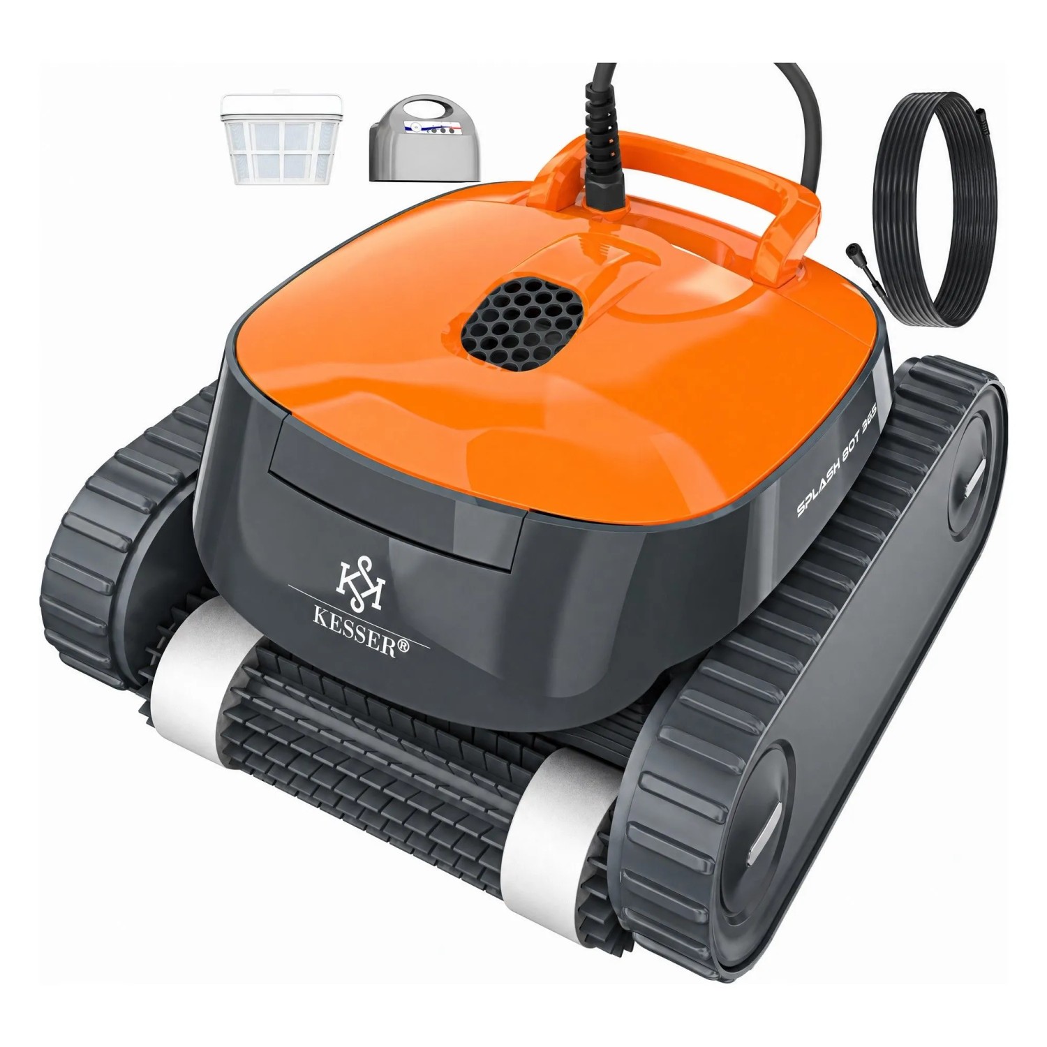KESSER Poolroboter für Boden und Wand mit App 72 Quadratmeter Anthrazit Orange