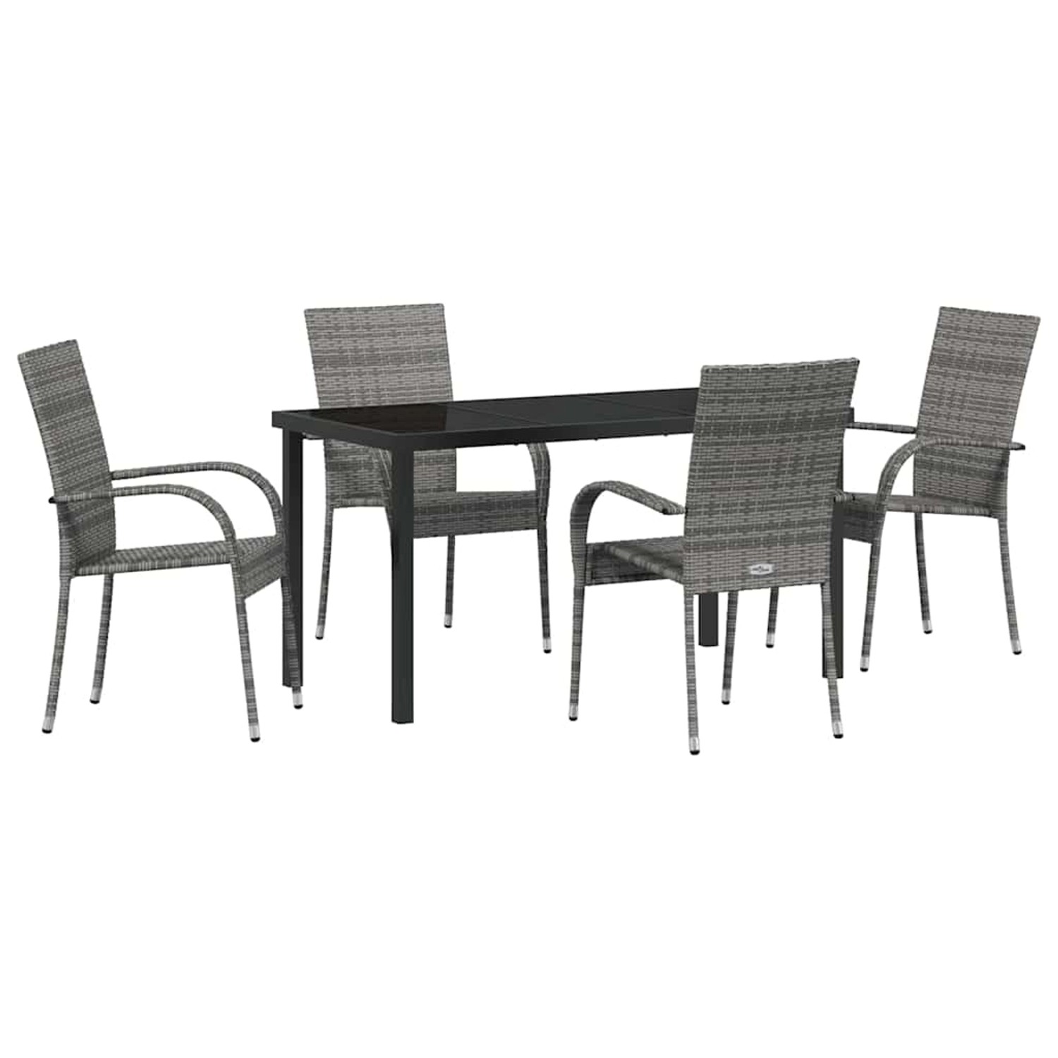 vidaXL Garten Essgruppe 5-Tlg Grau Poly Rattan 3379410 günstig online kaufen