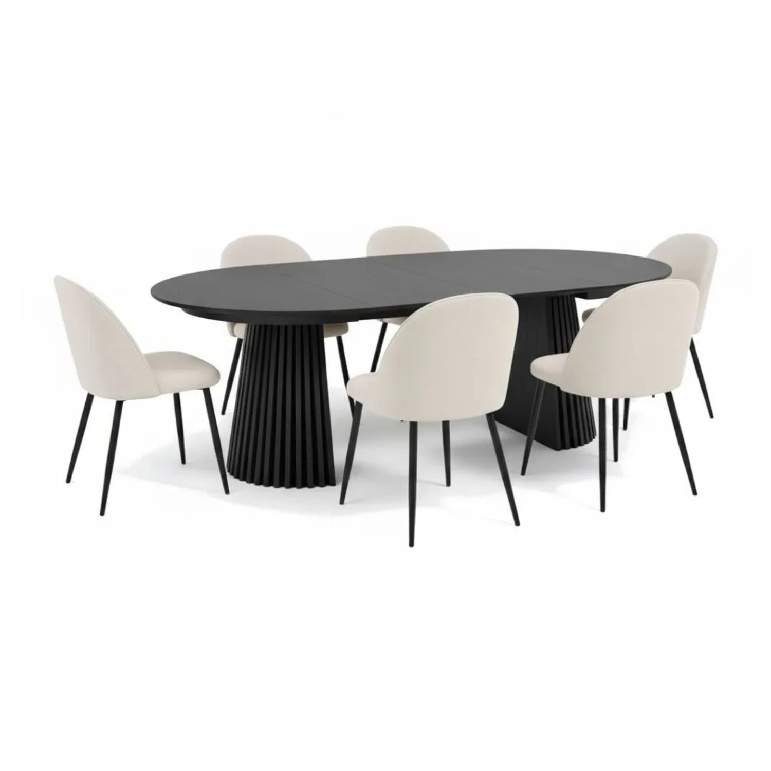 ebuy24 Tokyo Essgruppe Esstisch Schwarz 6 Stühle Aus Beigem Samt