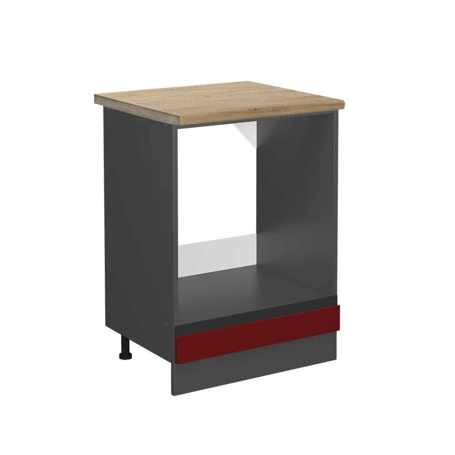 Vicco Herdumbauschrank R-Line Herdschrank Rot Anthrazit 60 cm J-Shape AP Eiche