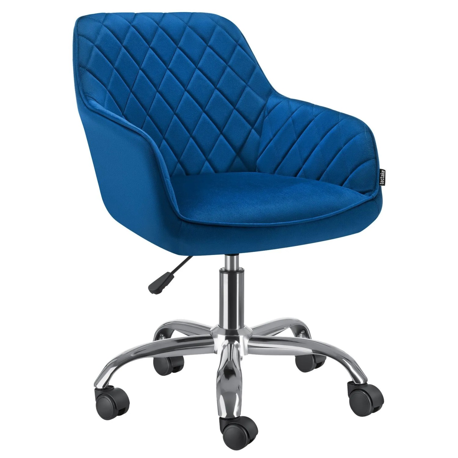 Tectake Drehstuhl Nancy Dick Gepolstert  Mit Gestepptem Samtbezug Stufenlos Höhenverstellbar  360° Drehbar Keine Angabe 60 x 57 x 91 cm Blau
