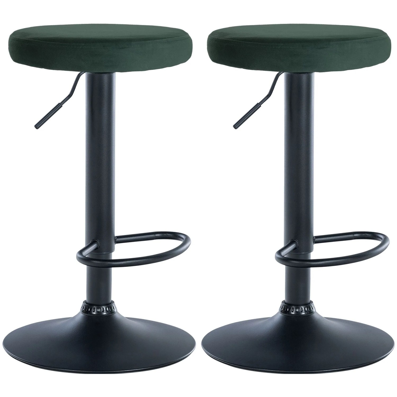 Clp 2er Set Barhocker Ponte Samt Metall Matt Schwarz/Grün