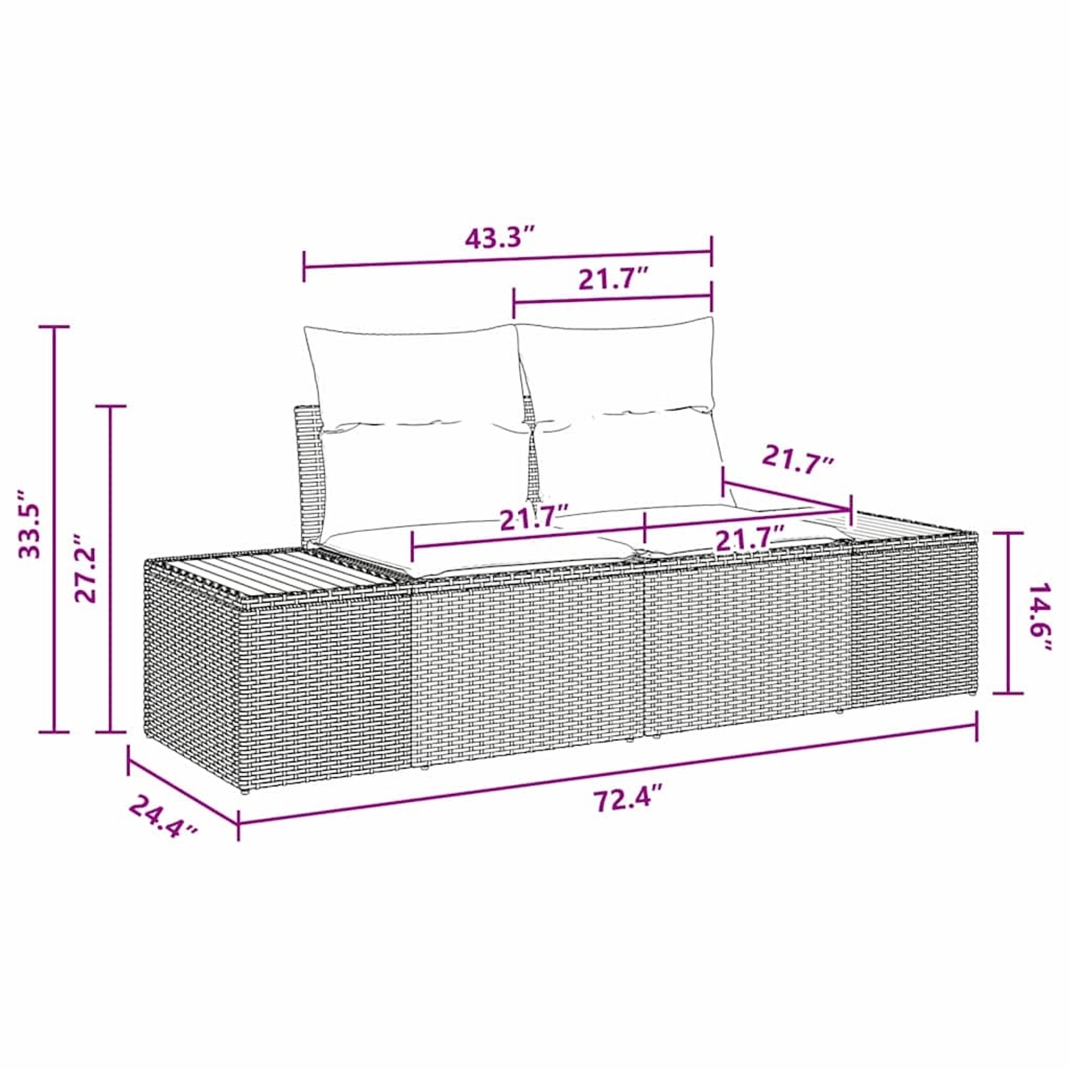 vidaXL Garten-Sofa-Set mit Kissen 7-Tlg Schwarz Poly Rattan 3348104 günstig online kaufen