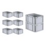 PROREGAL Spar Set: 8 graue Euroboxen Nextgen Economy mit Deckel und Schnappverschlüssen.