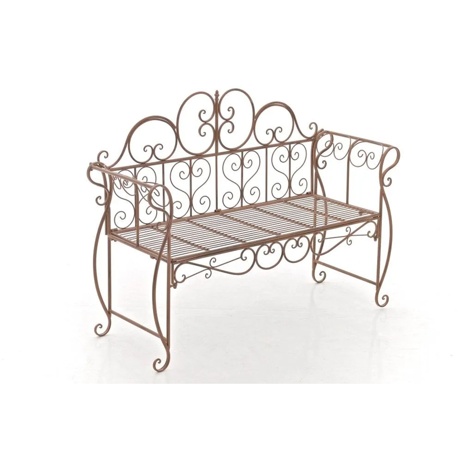 DELUKE Gartenbank LENAR Metall Braun 128x46x94cm Metallbank Garten 2 Seitzer Bank Terrasse Vintage Antik Gartenbank