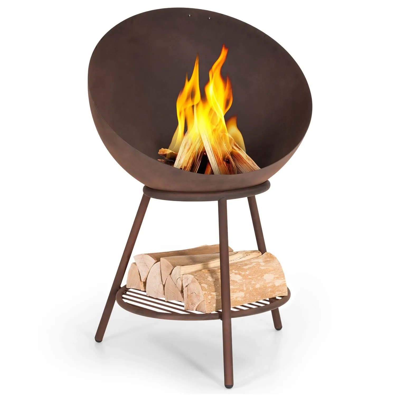 Blumfeldt Azuma Feuerschale Ø 66 cm 2 mm Holzkohle- und Grillrost Regenschutzhülle & Schürhaken Rost