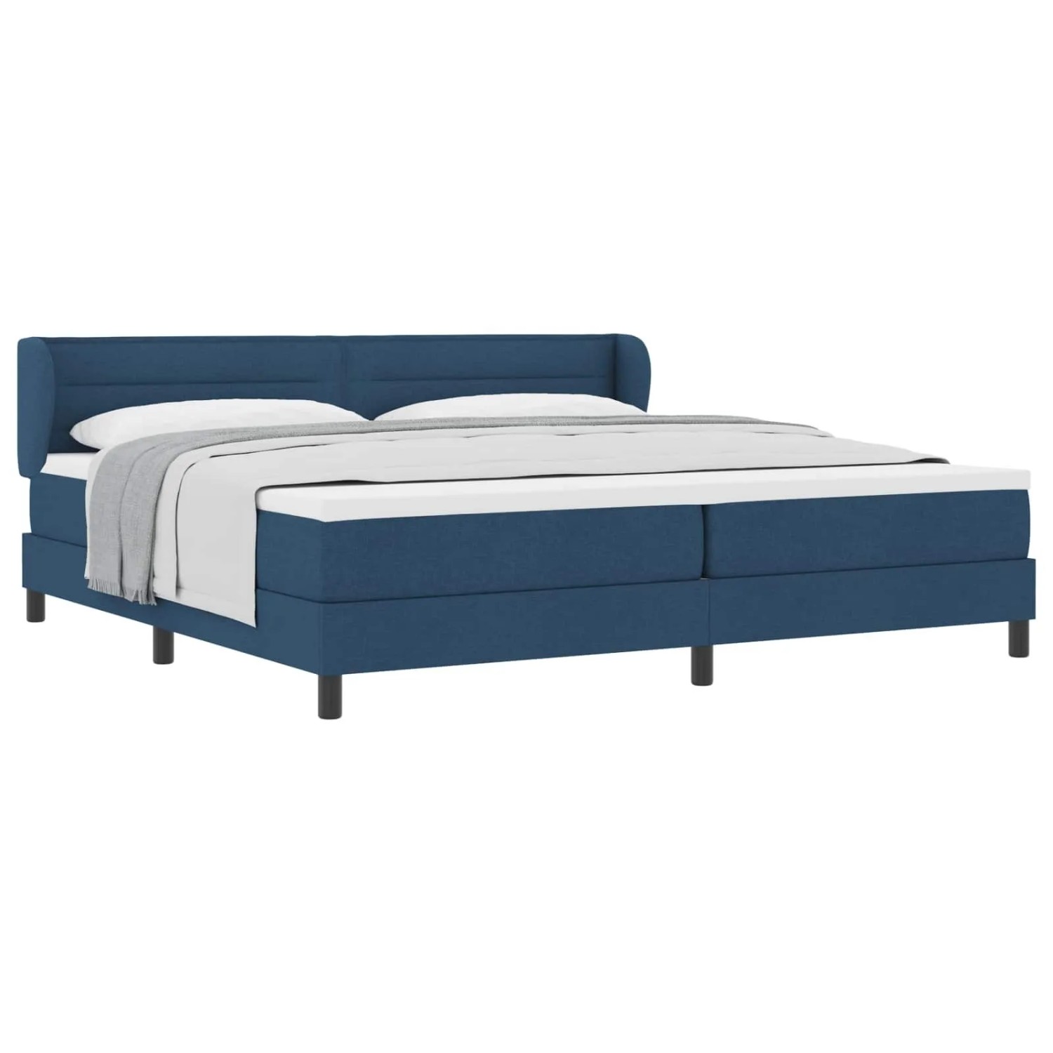 vidaXL Boxspringbett mit Matratze mit Kopfteil Blau 200 x 200 cm Stoff 3339988
