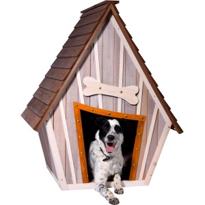 Dobar Design Hundehütte Hubi mit Hund, 90x77x109cm, Nadelholz, Cartoon Design.