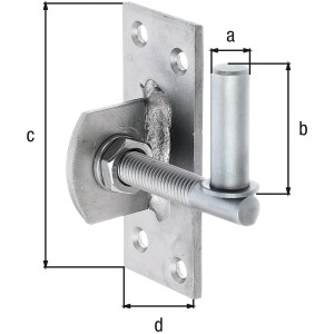 Aufschraubkloben aus Edelstahl, 105x40 mm, Bolzen Ø 13 mm, für Türen und Tore.