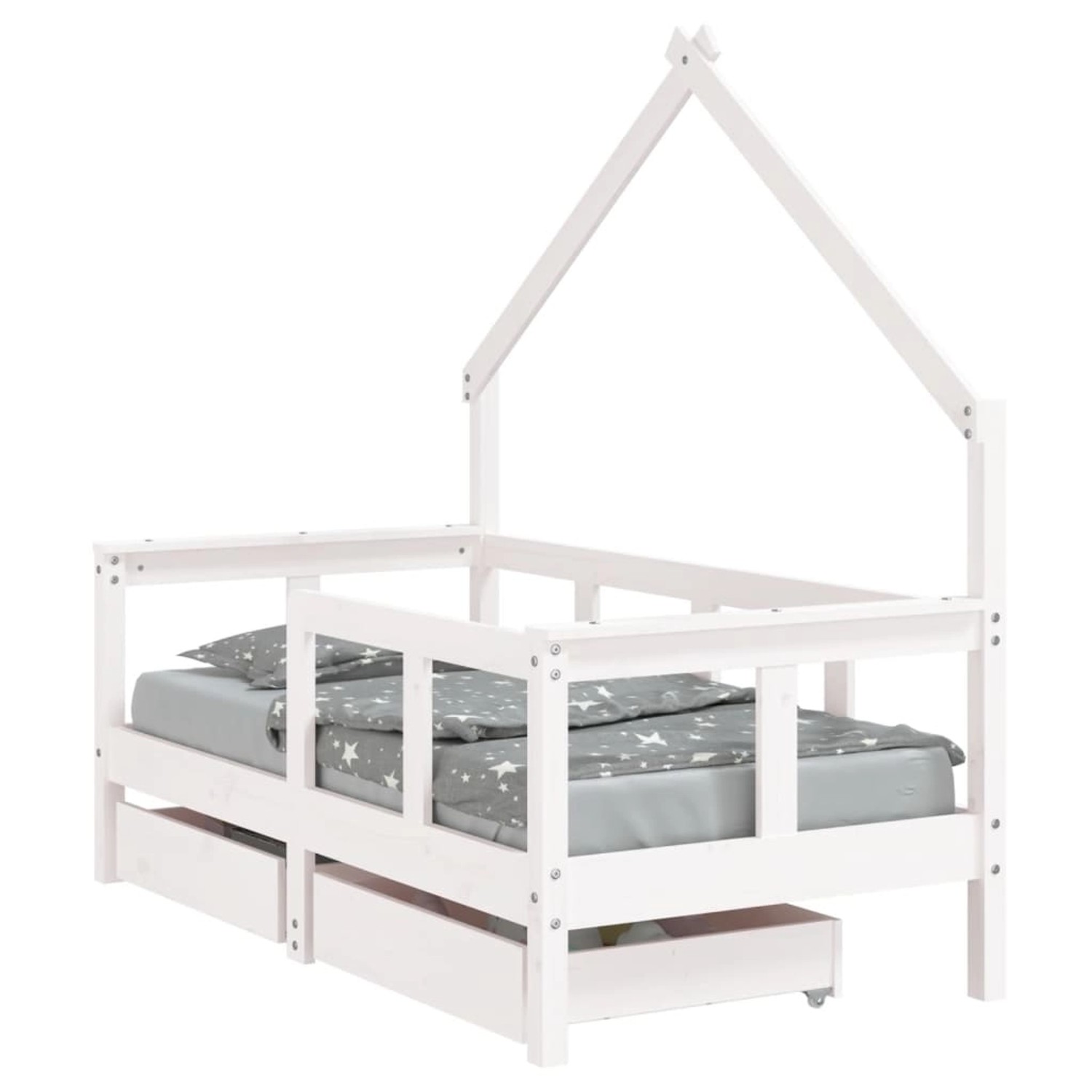 vidaXL Kinderbett mit Schubladen Weiß 70x140 cm Massivholz Kiefer 834541 günstig online kaufen