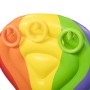 Detailansicht: Aufblasbares Up, In & Over Trampolin Regenbogen mit Wurfringen.