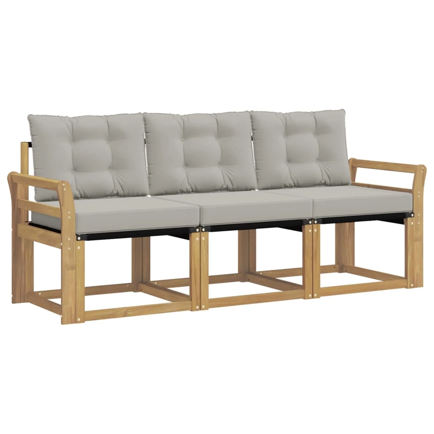 vidaXL Outdoor-Sofagarnitur mit Kissen 3-Tlg Weiß und Hellgrau 3389165