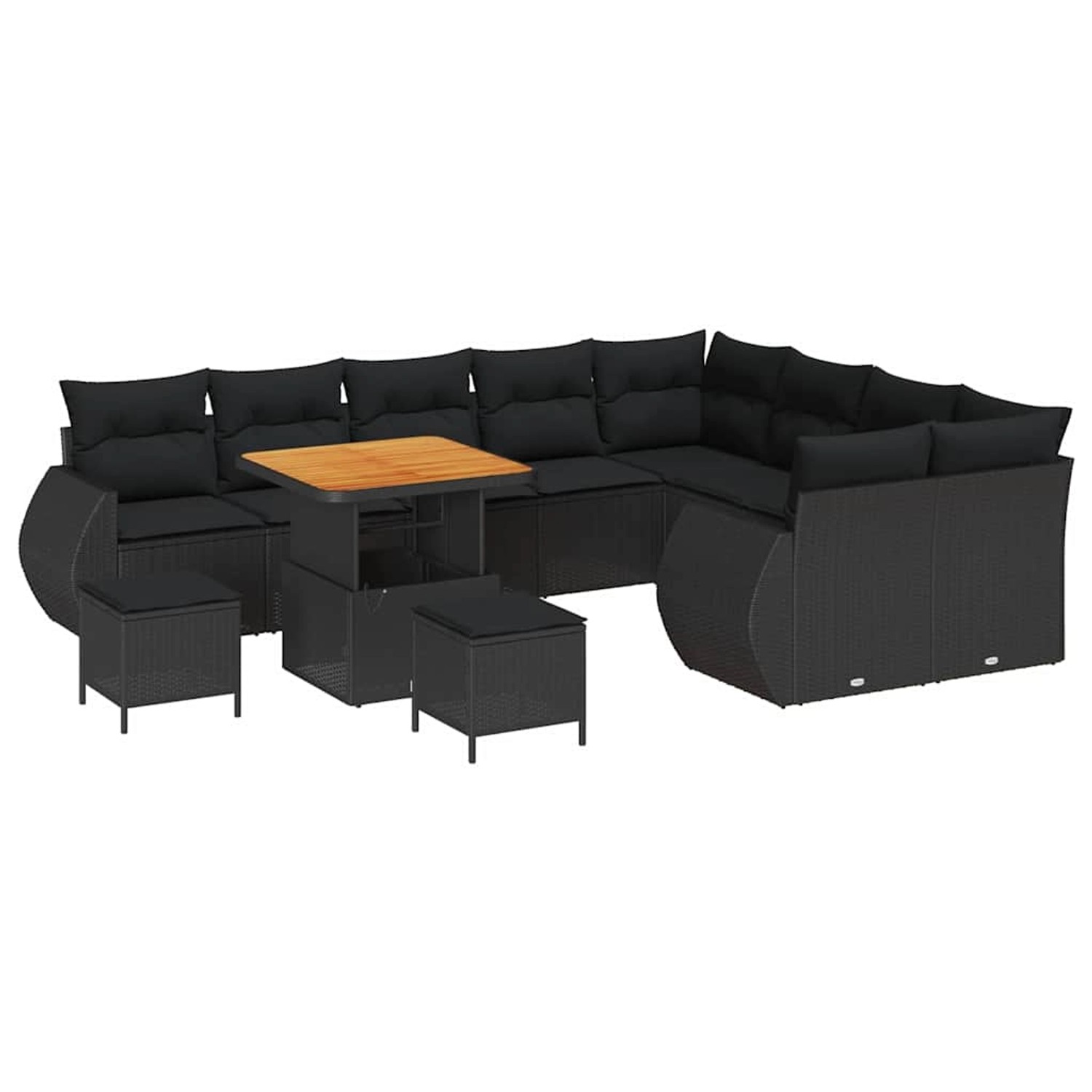 vidaXL Garten-Sofa-Set 12-Tlg Schwarz Poly Rattan 3361909 günstig online kaufen