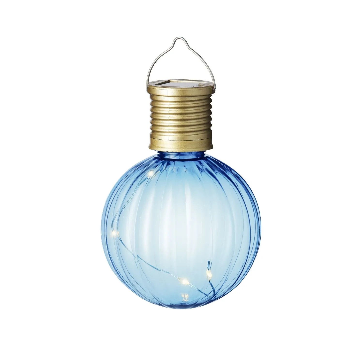 Marelida LED Solar Glühbirne Kugelleuchte Solarleuchte Terrasse Gartendeko Balkon Blau