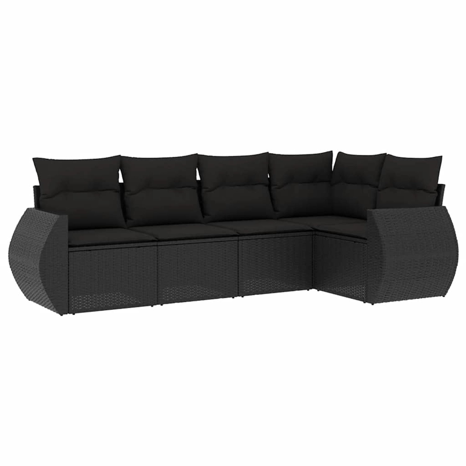 vidaXL 5-Tlg Garten-Sofagarnitur mit Kissen Schwarz Poly Rattan 3253662