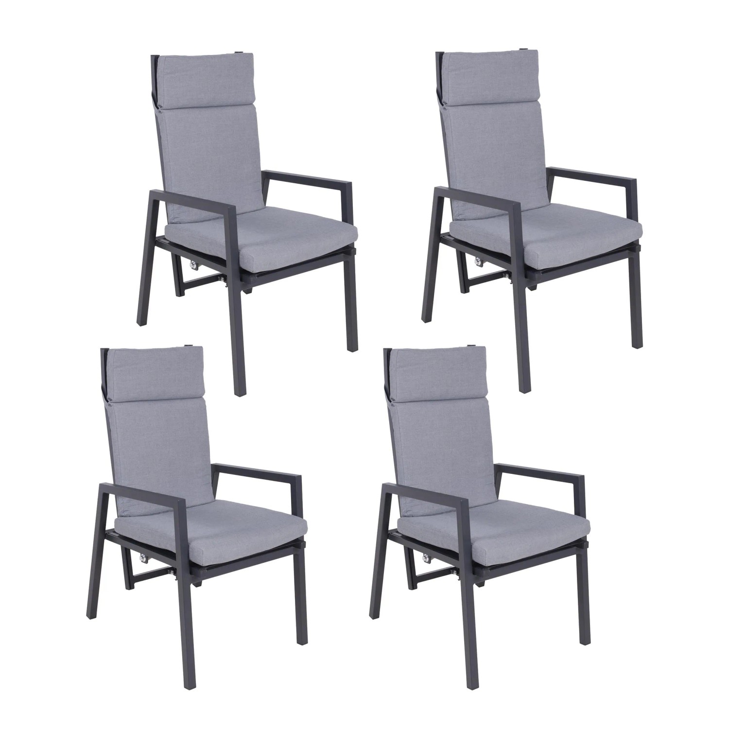 DELUKE Gartenstuhl 4er Set JULE Kunststoff Kissen Schwarz Gartenstühle Wetterfest Essstühle Outdoor Terrasse