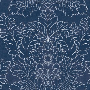 Laura Ashley Vliestapete Silchester blau mit floralem Muster.