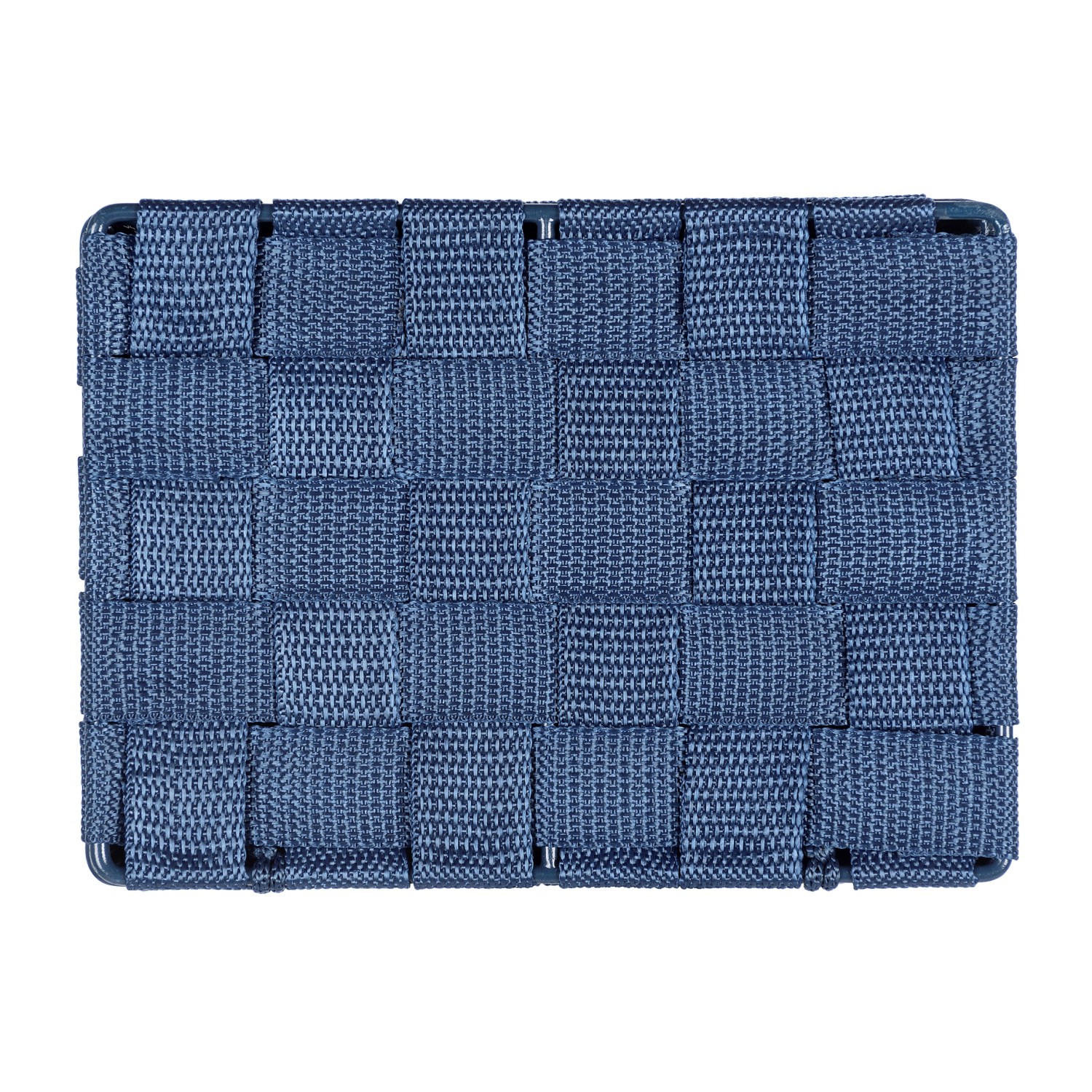 Wenko Aufbewahrungskorb Adria dunkelblau mit Deckel, Flechtoptik, 19x10x14 cm.