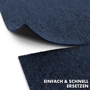 Blaue KARAT Teppichfliese Moscow meliert, 50x50 cm, pflegeleicht und robust.