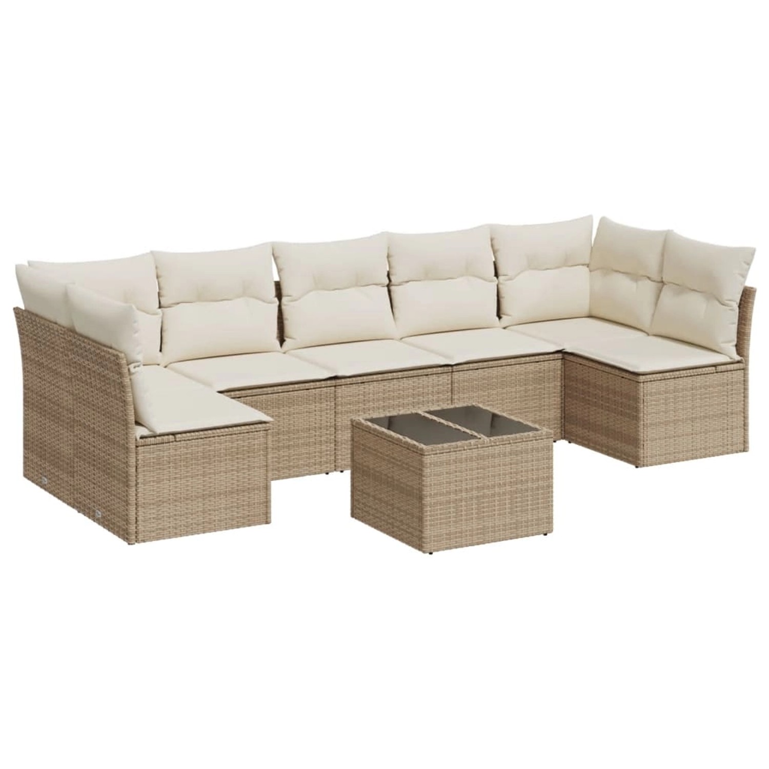 vidaXL 8-Tlg Garten-Sofagarnitur mit Kissen Beige Poly Rattan 3217438 günstig online kaufen