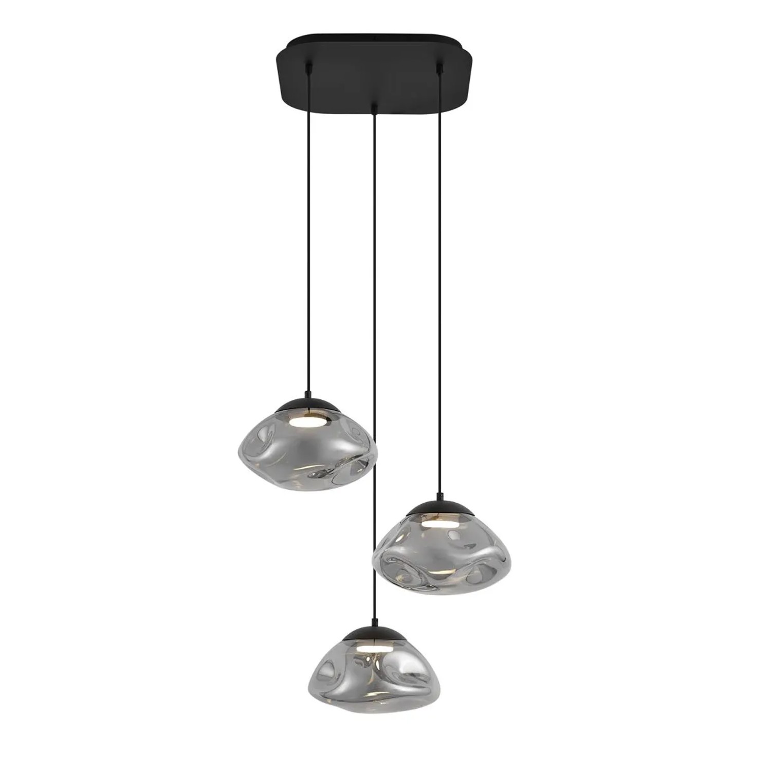 QAZQA Design-Hängelampe Schwarz mit Rauchglas 3-flammig Gus