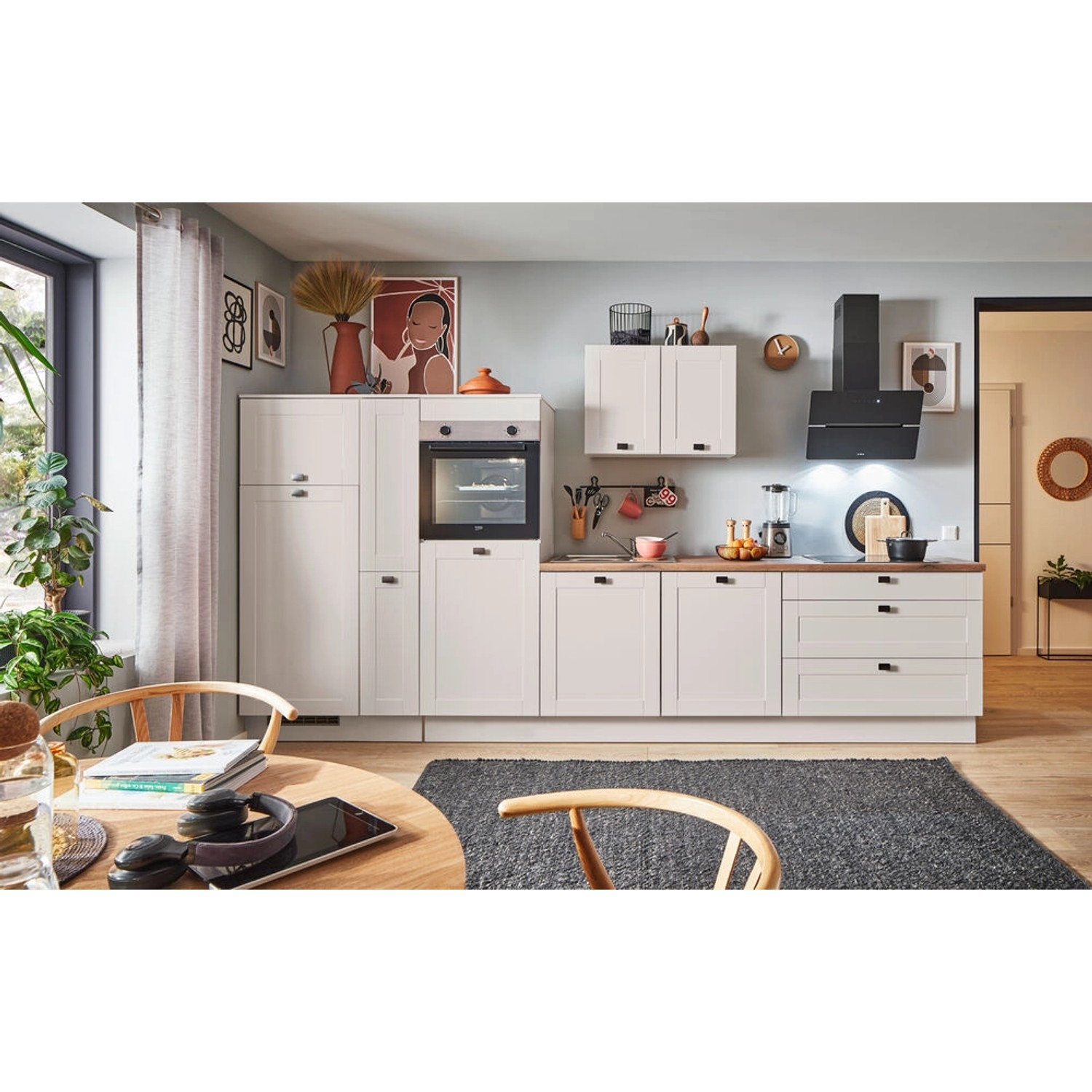 pino Küchenzeile 360cm Kaschmirgrau Matt Anschlag L 1 Geräte-, 1Apothekersc günstig online kaufen