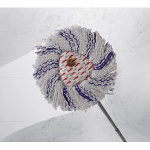 Vileda 3-in-1 Ersatzkopf Turbo Microfibre für Reinigungsgeräte, mit weißen und lila Fasern.