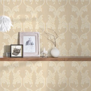 Bricoflor Vliestapete mit Rankenmuster in Creme Beige. Elegante Blätter Tapete für Schlafzimmer.