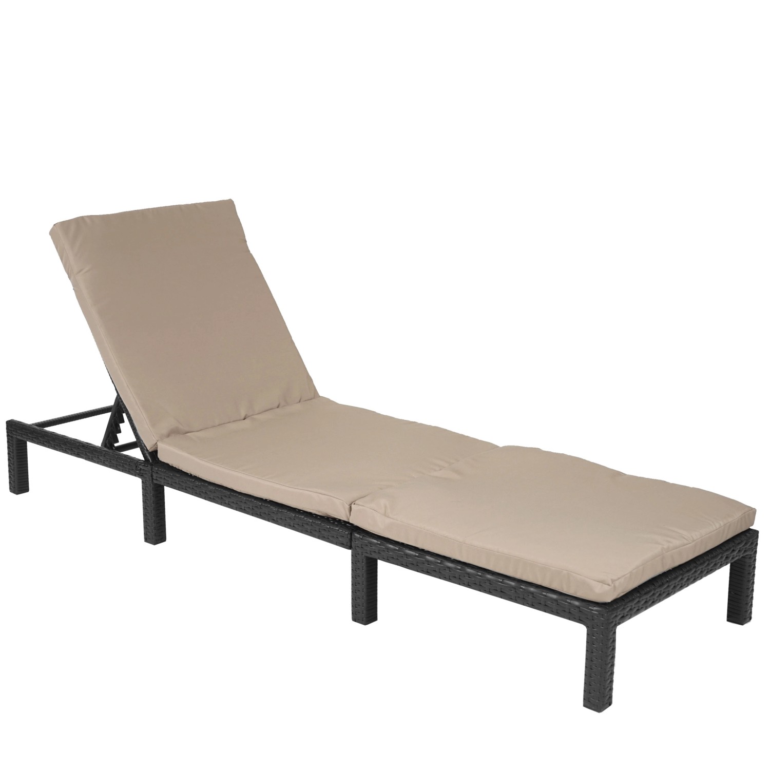 MCW Poly-Rattan Sonnenliege A51 Basic anthrazit Kissen Creme