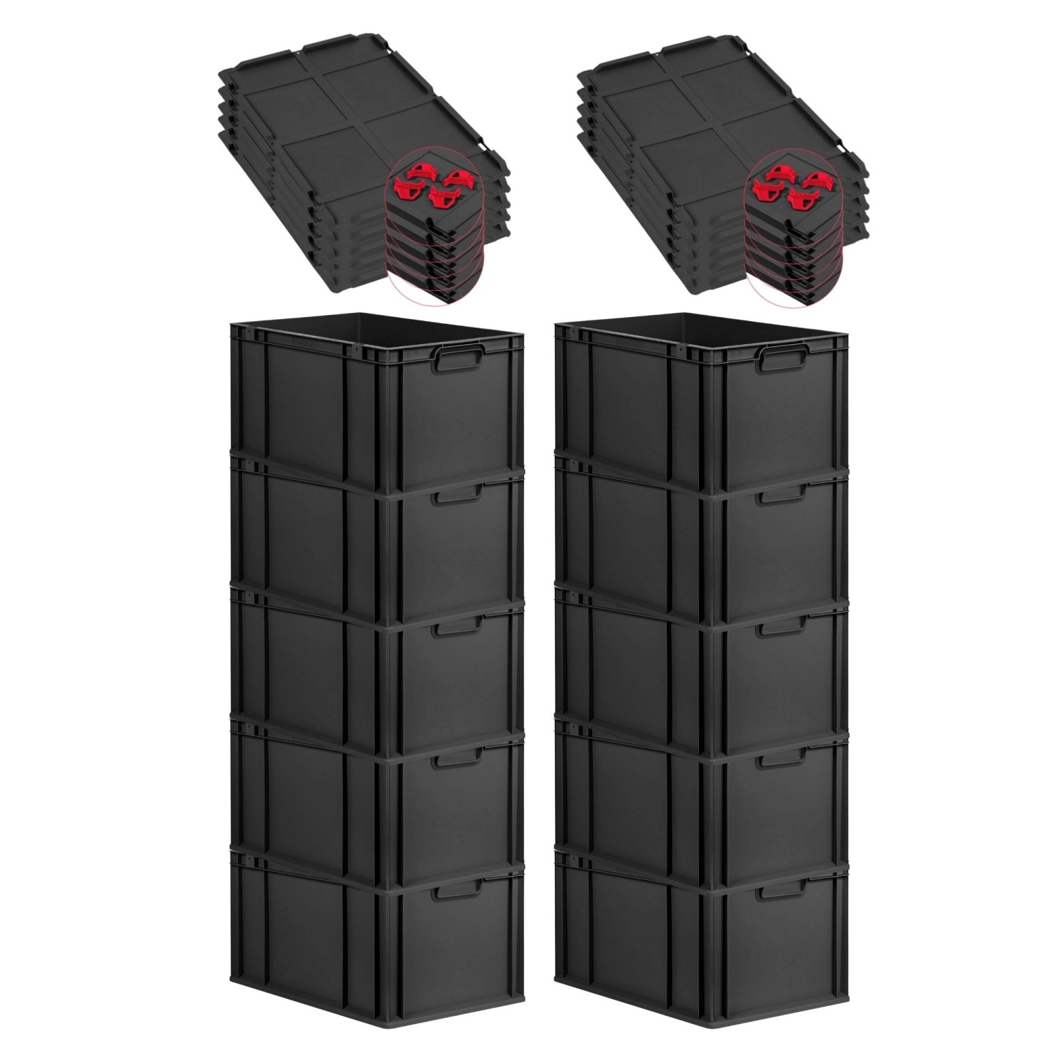 PROREGAL SparSet 10x Eurobox Nextgen Grip Mit Auflagedeckel Und Roten Versc günstig online kaufen