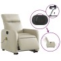 Elektrischer Massagesessel mit Aufstehhilfe in Creme Kunstleder, Relaxsessel mit Massagefunktion.