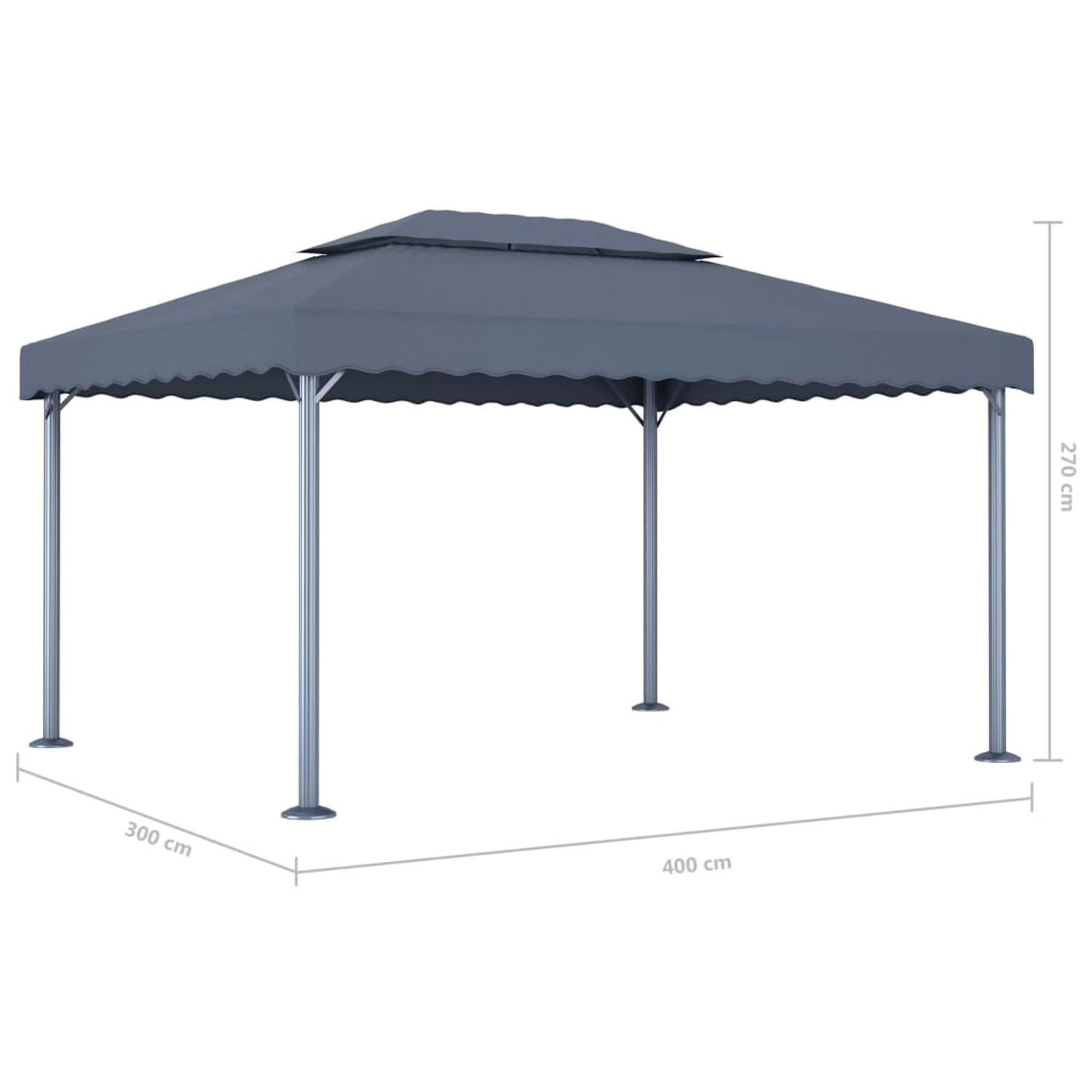 Anthrazitfarbener vidaXL Pavillon 400x300 cm mit LED-Lichterkette für Garten & Terrasse.