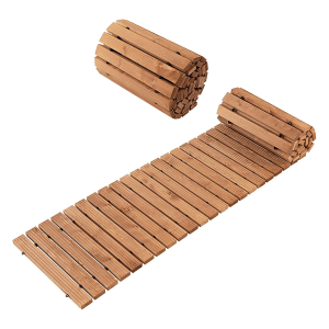 Costway Rollweg Holz Gartenweg Wetterfest 245 x 43 cm Braun