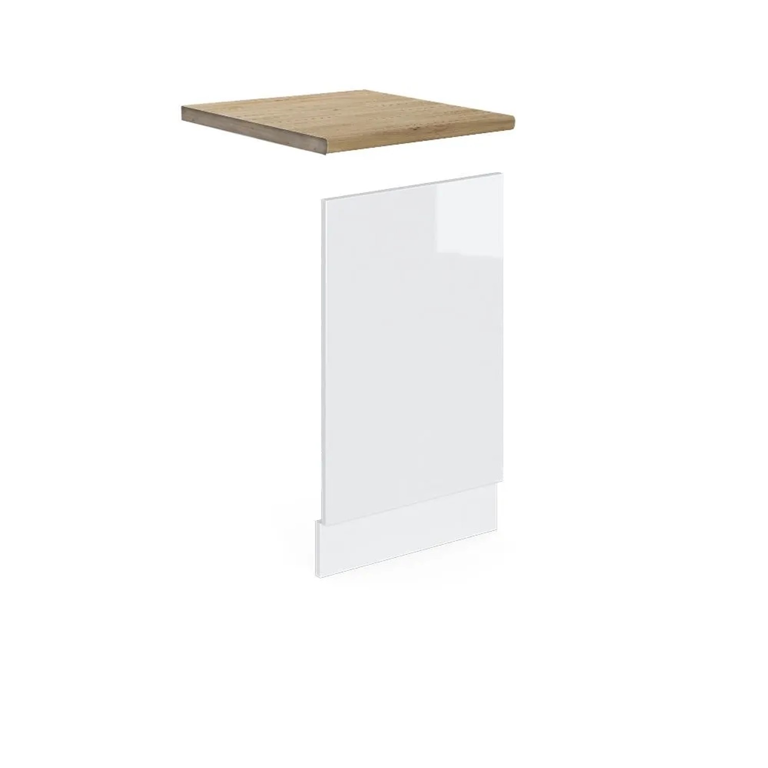 Vicco Frontblende R-Line Geschirrspüler Fronttür Weiß Hochglanz Weiß 45 cm AP Eiche