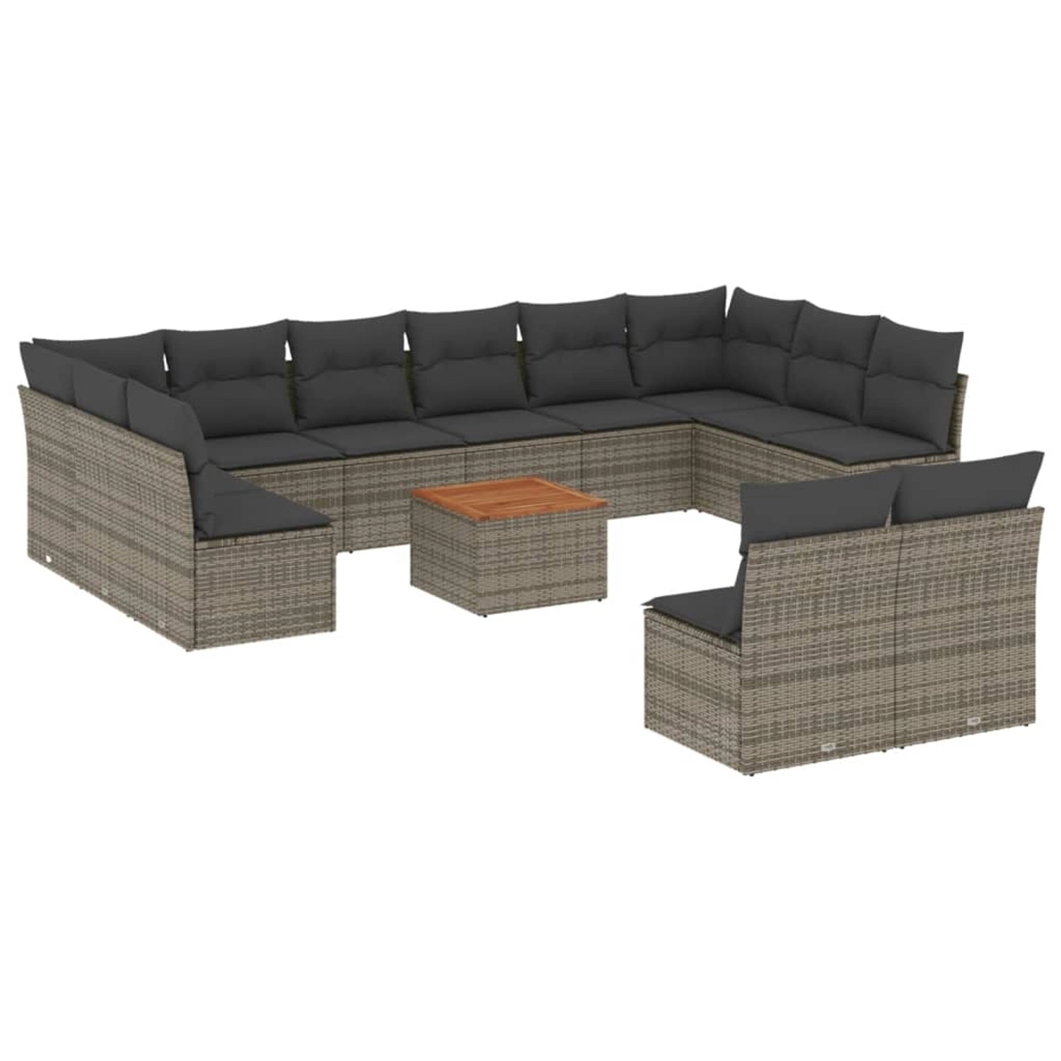 vidaXL 13-tlg Garten-Sofagarnitur mit Kissen Grau Poly Rattan Modell 32 günstig online kaufen