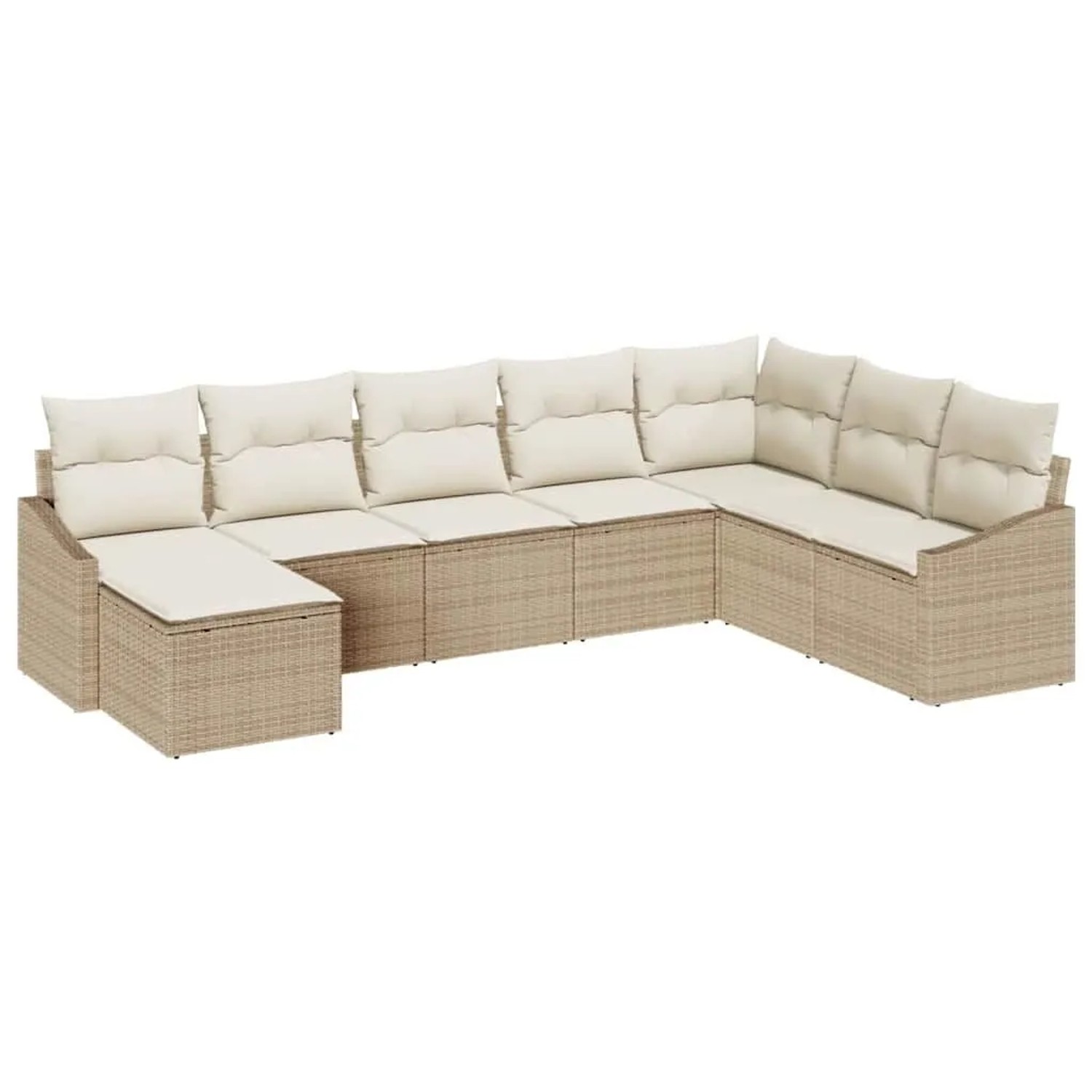 vidaXL Gartensofa-set mit Kissen 8-Tlg Beige und Creme Poly-Rattan 3355510 günstig online kaufen