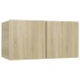 VidaXL TV-Schrank-Set, 10-teilig, Sonoma-Eiche, Holzwerkstoff. Hängende Wohnwand für Wohnzimmer.