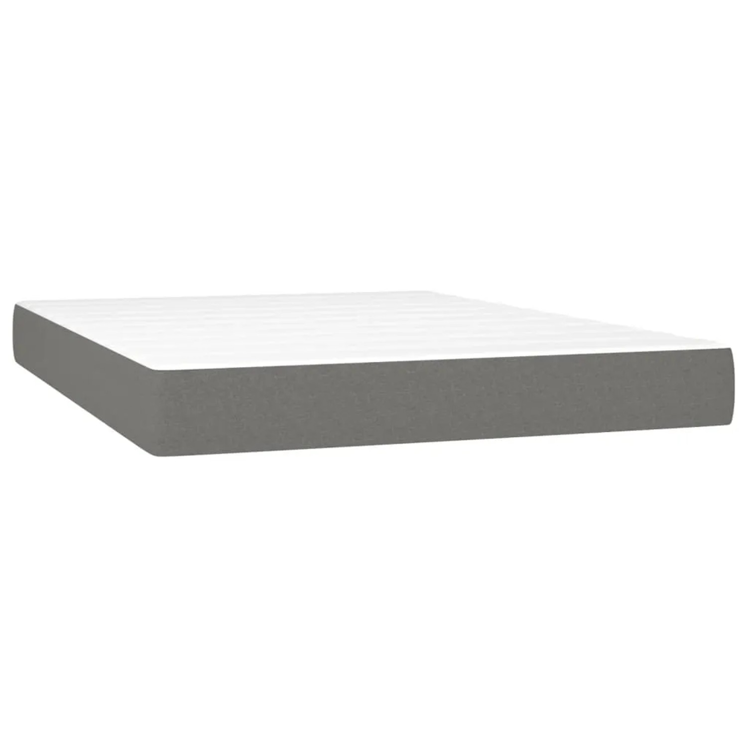Boxspringbett vidaXL, dunkelgrau, 140x190 cm mit Matratze und Auflage.