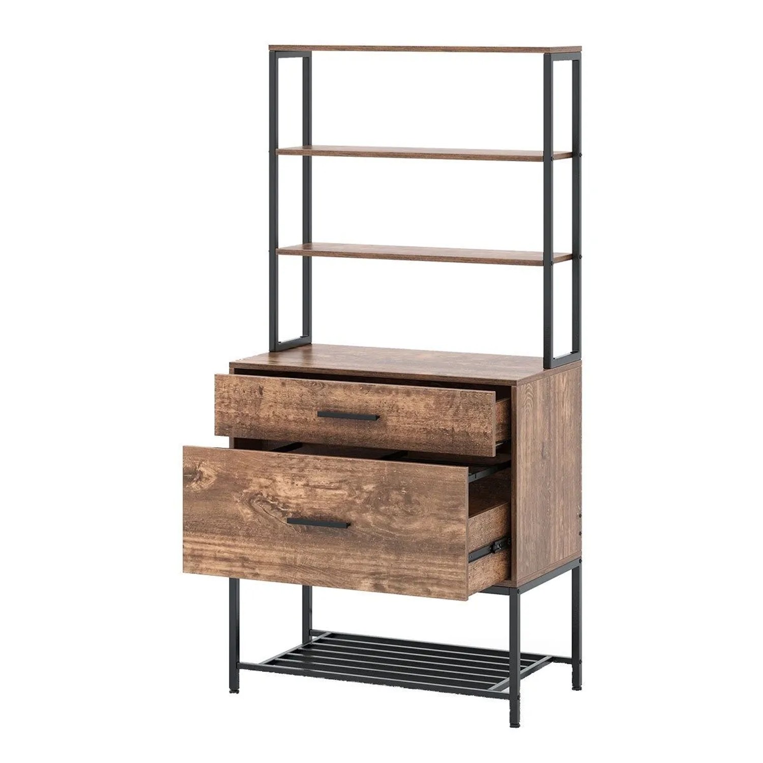 Costway Aktenschrank 3 Regalen 2 Schubladen Rustikales Braun günstig online kaufen