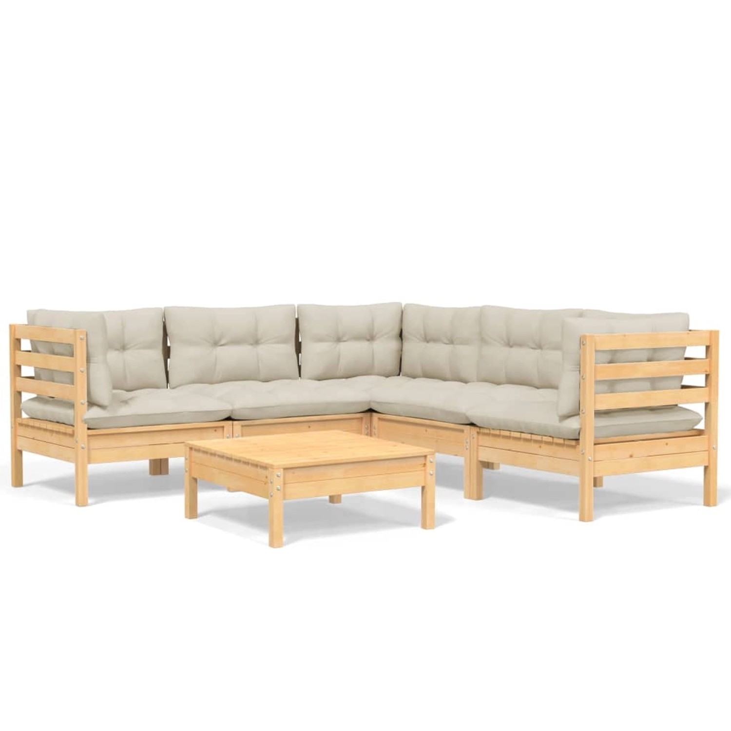 vidaXL 6-tlg Garten-Lounge-Set mit Creme Kissen Massivholz Kiefer Modell 6 günstig online kaufen