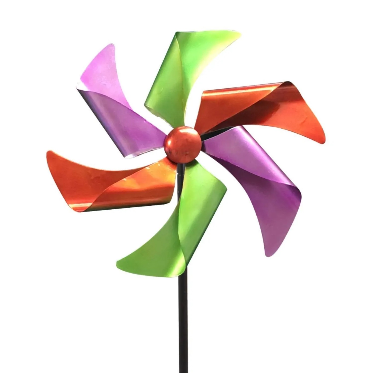 Lex Windrad Windspiel Metall Gartendeko Balkon Terrasse Erdspieß Grün Violett Rot