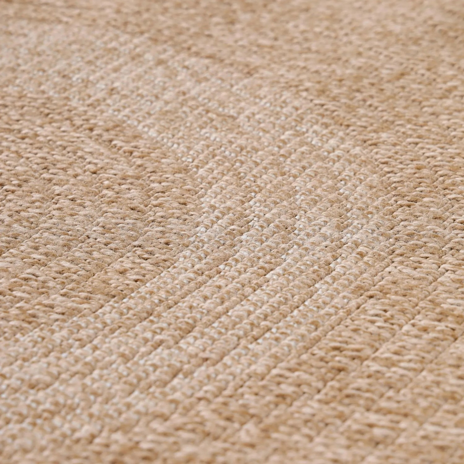 Detailansicht des beigen Ayyildiz Outdoor-Teppichs Comilla, 120x120 cm, mit Sisal-Optik.