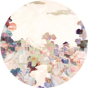 Selbstklebende Vliesfototapete Dot Impression von Komar, Ø 125 cm, mit Landschaftsmotiv.