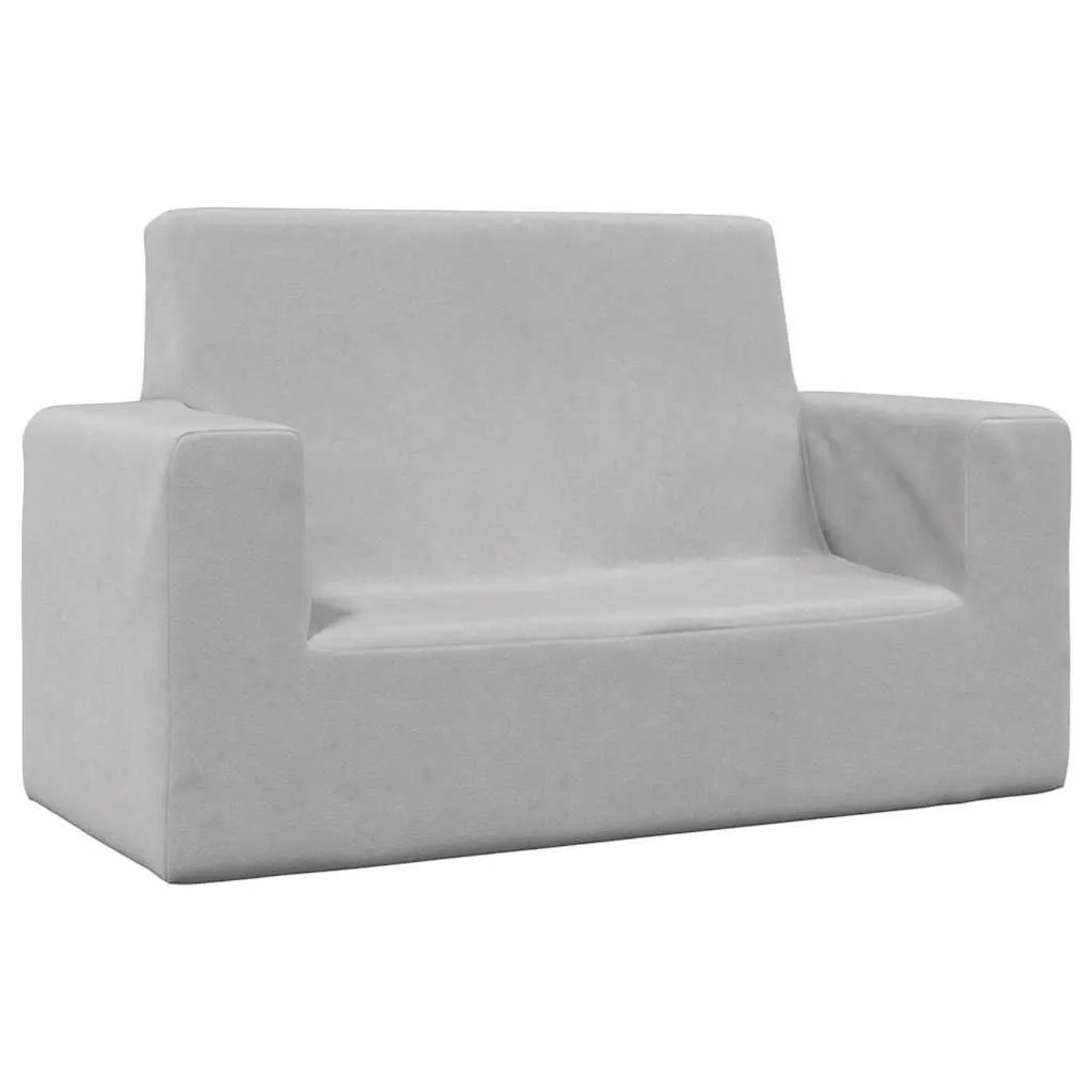 vidaXL Kindersofa 2-Sitzer Hellgrau Weich Plüsch 4104797