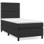 Schwarzes vidaXL Boxspringbett 90x190 cm mit Kunstleder und Matratze.