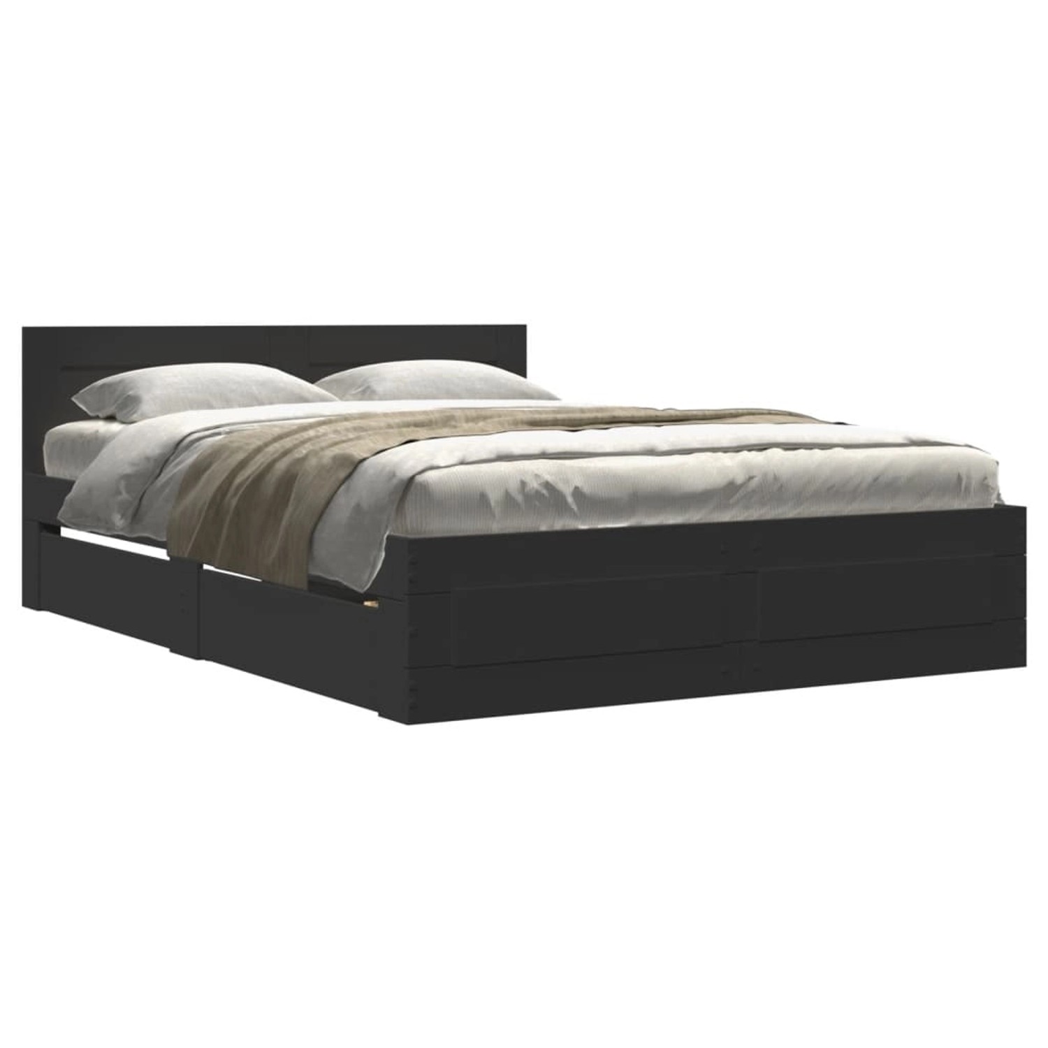 vidaXL Bettgestell mit Kopfteil Schwarz 140x200 cm Holzwerkstoff2108048 günstig online kaufen